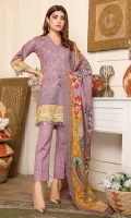 - Digital Slub Khaddar Shirt - Khaddar Slub Embroidered Shawal - Plain Trouser