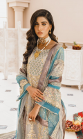 EMBROIDERED ORGANZA FRONT AND SLEEVES ORGANZA BACK EMBROIDERED ORGANZA FRONT AND BACK TROUSER PATTI EMBROIDERED NET LASER DUPATTA JAMAWAR TROUSERS