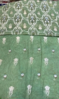 Emb jaal shirt, Sleeves emb booti, Back emb booti, Dupatta emb bootti and silk trouser