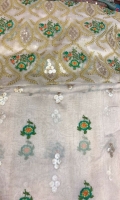 Emb jaal shirt, Sleeves emb booti, Back emb booti, Dupatta emb bootti and silk trouser