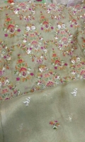 Emb jaal shirt, Sleeves emb booti, Back emb booti, Dupatta emb bootti and silk trouser