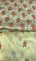 Emb jaal shirt, Sleeves emb booti, Back emb booti, Dupatta emb bootti and silk trouser