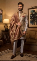 Paper Net Waistcoat with Cotton silk Kurta Pajama, Pocket Square,Jamawar Shawl