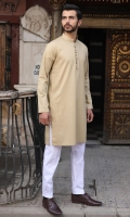 100% Cotton jacquard dark beige kurta.