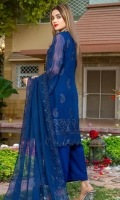 Front Embroidered on Chiffon Back Embroidered on Chiffon Selves Embroidered on Chiffon Embroidered Chiffon Dupatta Dyed Trouser