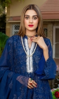 Front Embroidered on Chiffon Back Embroidered on Chiffon Selves Embroidered on Chiffon Embroidered Chiffon Dupatta Dyed Trouser