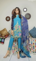 Digital Printed Cambric Cotton Front embroidered Digital Bamber Chiffon Dupatta Dyed Cotton Trouser
