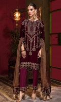 Embroidered Velvet Unstitched 3 Piece Suit 