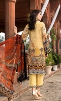 DIGITAL PRINTED EMBROIDERED FRONT DIGITAL PRINTED BACK AND SEELVES ORGANZA EMBROIDERED NECK PATTI ORGANZA EMBROIDERED FRONT BORDER ORGANZA EMBROIDERED SEELVES PATTI ORGANZA EMBROIDERED TROUSER PATTI DIGITAL PRINTED CHIFFON DUPATTA DYED TROUSER