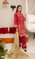 Shirt: Pearl Printed Cambric (3 meters) Dupatta: Pearl Printed Cambric (2.5 meters) Trouser: Dyed Cotton (2.5 meters)