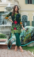 3 Piece Embroidered Lawn Suit Shirt : Printed Lawn Dupatta : Printed Chiffon Trouser : Dyed EMBROIDERY: Embroidered Daman on Shirt