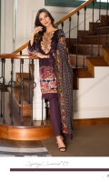 3 Piece Embroidered Lawn Suit Shirt : Printed Lawn Dupatta : Printed Chiffon Trouser : Dyed EMBROIDERY: Embroidered Gala