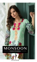 3 Piece Embroidered Lawn Suit Shirt : Printed Lawn Dupatta : Embroidered Net Trouser : Dyed EMBROIDERY: Embroidered Gala Embroidered Net Dupatta