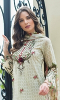 3 Piece Embroidered Lawn Suit Shirt : Printed Lawn Dupatta : Printed Chiffon Trouser : Printed EMBROIDERY: EMBROIDERY: Embroidered Daman on Shirt Embroidered Borders for Sleeves