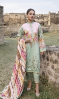 Shirt: Printed Lawn (3 meters) Dupatta: Printed Lawn (2.5 meters) Trouser: Dyed Cambric (2.5 meters)