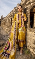 Shirt: Printed Lawn (3 meters) Dupatta: Printed Lawn (2.5 meters) Trouser: Dyed Cambric (2.5 meters)