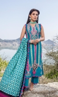 Shirt: Printed Lawn (3 meters) Dupatta: Printed Lawn (2.5 meters) Trouser: Dyed Cambric (2.5 meters)