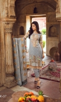 Digital Printed Swiss Shirt With Embroidered Embroidered Chiffon Dupatta Cotton Dyed Trouser