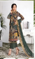 Digital Printed Swiss Shirt With Embroidered Embroidered Bamber Chiffon Dupatta Cotton Dyed Trouser