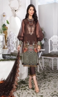 Digital Printed Swiss Shirt With Embroidered Embroidered Bamber Chiffon Dupatta Cotton Dyed Trouser