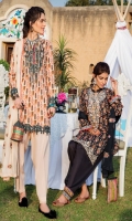 Digital Printed Luxury Lawn Shirt With Embroidered Neck Embroidered Bamber Chiffon Dupatta Cotton Dyed Trouser Embroidered Lass Fort+Patches