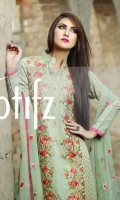 Un Stitched Three Piece, Shirt Fabric: Karandi, Includes: Front, Back, Sleeves, Embroidered Crinckle Chiffon Dupatta, Karandi Trouser