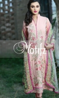 Un Stitched Three Piece, Shirt Fabric: Karandi, Includes: Front, Back, Sleeves, Digital Printed Chiffon Dupatta, Karandi Trouser