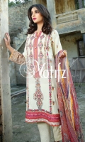 Un Stitched Three Piece, Shirt Fabric: Karandi, Includes: Front, Back, Sleeves, Digital Printed Chiffon Dupatta, Karandi Trouser