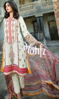 Un Stitched Three Piece, Shirt Fabric: Karandi, Includes: Front, Back, Sleeves, Digital Printed Chiffon Dupatta, Karandi Trouser