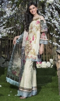 Three Piece, Shirt Fabric: Digital printed Embroidered Lawn, Includes: Front, Back, Sleeves, Digital Printed Crinkle Chiffon Dupatta, Dyed Cotton Trouser. Three Piece, Shirt Fabric: Digital printed Embroidered Lawn, Includes: Front, Back, Sleeves, Digital Printed Crinkle Chiffon Dupatta, Dyed Cotton Trouser.
