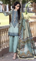 Three Piece, Shirt Fabric: Digital printed Embroidered Lawn, Includes: Front, Back, Sleeves, Digital Printed Crinkle Chiffon Dupatta, Dyed Cotton Trouser. Three Piece, Shirt Fabric: Digital printed Embroidered Lawn, Includes: Front, Back, Sleeves, Digital Printed Crinkle Chiffon Dupatta, Dyed Cotton Trouser.