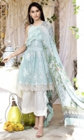 Three Piece, Shirt Fabric: Digital printed Embroidered Lawn, Includes: Front, Back, Sleeves, Digital Printed Crinkle Chiffon Dupatta, Dyed Cotton Trouser. Three Piece, Shirt Fabric: Digital printed Embroidered Lawn, Includes: Front, Back, Sleeves, Digital Printed Crinkle Chiffon Dupatta, Dyed Cotton Trouser.