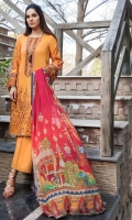 Embroidered Lawn Front 1 M Embroidered Lawn Back 1 M Neckline Embroidered Hand Embellished Patch 1 M Embroidered Lawn Sleeves 0.67 M Sleeves Embroidered Patch A 1 M Sleeves Embroidered Patch B 1 M Digital Printed Crinkle Chiffon Dupatta 2.5 M Dyed Cotton Trouser 2.5 M Trouser Embroidered Patch 1 M