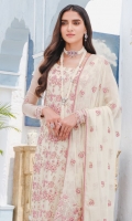 Embroidered Crinkle Chiffon Front 1.15 M Dyed Crinkle Chiffon Back 1.15 M Embroidered Patch A For Front Daman 0.92 M Embroidered Patch B For Front Daman 0.92 M Embroidered Crinkle Chiffon Sleeves 0.67 M Sleeves Embroiderd Patch 1 M Embroidered Crinkle Chiffon Dupatta 2.25 M Embroidered Dupatta Pallu Patch 2 Side 2.64 M Dyed Silk Trouser 2.5 M