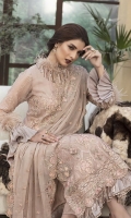 Embroidered Pure Crinkle Chiffon Front 1 M Pure Crinkle Chiffon Back 1 M Embroidered Patch A For Daman Front & Back 2 M Embroidered Patch B For Daman Front & Back 2 M Neckline Embroidered Patch 1 Pc Embroidered Pure Crinkle Chiffon Sleeves 0.67 M Sleeves Embroidered Patch 1 M Sleeves Embroidered Patch 2 Pc Embroidered Pure Crinkle Chiffon Dupatta 2.5 M Dyed Silk Trouser 2.5 M Dyed Shirt Lining 1.5 M