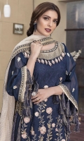 Embroidered Banarsi Net Jacquard Front 1 M Embroidered Banarsi Net Jacquard Back 1 M Embroidered Patch A For Right & Left Front & Back 2 M Embroidered Patch B For Daman Front & Back 2 M Neckline Embroidered Patch 1 Pc Embroidered Banarsi Net Jacquard Sleeves 0.67 M Zari Net Dupatta 2.5 M Dupatta Embroidered Pallu Patch 2 M Dupatta Embroidered 2 Side Patch 5 M Embroidered Dyed Silk Trouser 2.5 M Dyed Shirt Lining 1.5 M