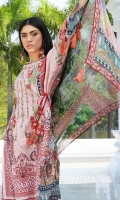 Three Piece, Digital Printed & Embroidered Lawn Shirt With Hand Embelished 3D Flowers Coupled With Digital Printed Crinkle Chiffon Dupatta & Dyed CambricTrouser