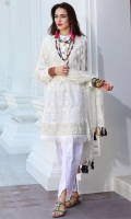 Three Piece, Classic Kashmiri Embroidered Lawn Shirt Coupled With Embroidered Crinkle Chiffon Dupatta & Digital Printed Cambric Trouser Including An Extra Dyed Cambric Trouser