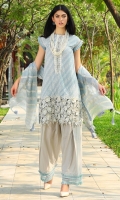 Three Piece, Chikan Embroidered Lawn Shirt With Embroidered Hand Embellished Neckline With Embroidered Border Of Hand Embellished 3D Flowers Coupled With Embroidered Crinkle Chiffon Dupatta & Dyed Cambric Trouser Three Piece, Chikan Embroidered Lawn Shirt With Embroidered Hand Embellished Neckline With Embroidered Border Of Hand Embellished 3D Flowers Coupled With Embroidered Crinkle Chiffon Dupatta & Dyed Cambric Trouser