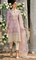 Embroidered Hand Embellished Lawn Front 1 M Dyed Lawn Back 1 M Embroidered Hand Embellished Patch A For Daman Front 1 M Embroidered Patch B For Daman Back 1 M Embroidered Hand Embellished Patch C For Daman Front Right & Left 2 Pcs Embroidered Patch D For Daman Back Right & Left 2 Pcs Embroidered Neckline Hand Embellished Patch 1 Pc Embroidered Hand Embellished Lawn Sleeves 0.67 M Embroidered Hand Embellished Net Dupatta 2.5 M Dyed Cotton Trouser 2.5 M