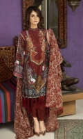 Three Piece, Shirt Fabric: Khaddar, Includes: Front, Back, Sleeves, Embroidered Chiffon Dupatta, Dyed Khaddar Trouser.