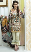 Three Piece, Shirt Fabric: Karandi, Includes: Front, Back, Sleeves, Digital Printed Wool Shawl, Digital Printed Karandi Trouser.