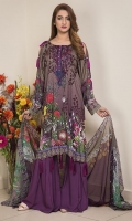 Three Piece, Shirt Fabric: Linen, Includes: Front, Back, Sleeves, Digital Printed Shawl, Dyed Linen Trouser.