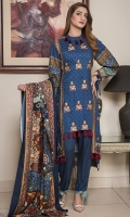 Three Piece, Shirt Fabric: Linen, Includes: Front, Back, Sleeves, Digital Printed Shawl, Dyed Linen Trouser.