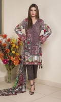 Three Piece, Shirt Fabric: Linen, Includes: Front, Back, Sleeves, Digital Printed Shawl, Dyed Linen Trouser.