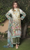 Three Piece, Shirt Fabric: Linen, Includes: Front, Back, Sleeves, Digital Printed Shawl, Dyed Linen Trouser.