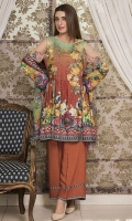 Three Piece, Shirt Fabric: Linen, Includes: Front, Back, Sleeves, Digital Printed Shawl, Dyed Linen Trouser.