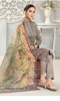 Dyed Fancy Shemrey Embroidered Lawn Shirt Digital Printed & Embroidery Mysuri Fancy Dupatta with Plain Dyed Trouser  