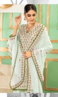 Luxury Heavy Ayudia Karandi Embroidered SHIRT, Pure Bamberg Heavy Chiffon Embroidered Dupatta, Ayudia Karandi Trouser