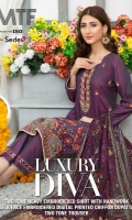 1) All Designs with Two Tone Heavy Embroidered Shirt with Handwork. 2) All Designs with Sequence Embroidered Digital Printed Chiffon Dupatta. 3) All Designs with Two Tone Trouser.
